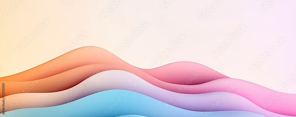 Poster soft, flowing waves in pastel colors create a serene, abstract background with a calming gradient ef