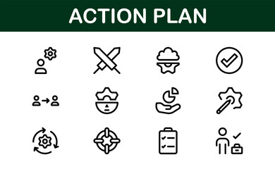 Action Plan Icon Set. Clean, Professional Graphics for Workflow, Business Strategy, and Productivity Tools