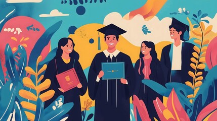 Obraz premium Vibrant campus graduation celebration