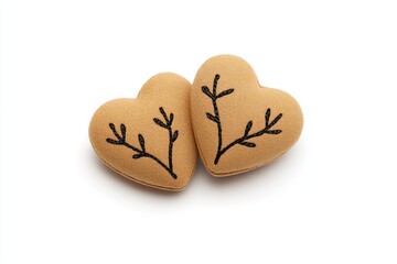 Two decorative heart-shaped items with leaf patterns on a white background, ideal for crafts