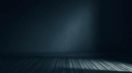 Dark wall background. concrete wall and wooden floor