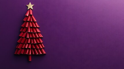 Red pencil shaving christmas tree on a purple background