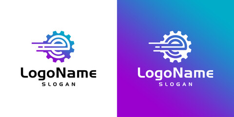 Gear letter e logo vector with clean and unique lines