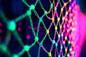 Vibrant Colored Net with Bright Neon Lights Creating Unique Patterns