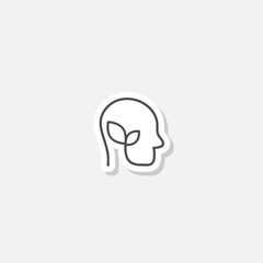 Plant in head icon sticker isolated on gray background