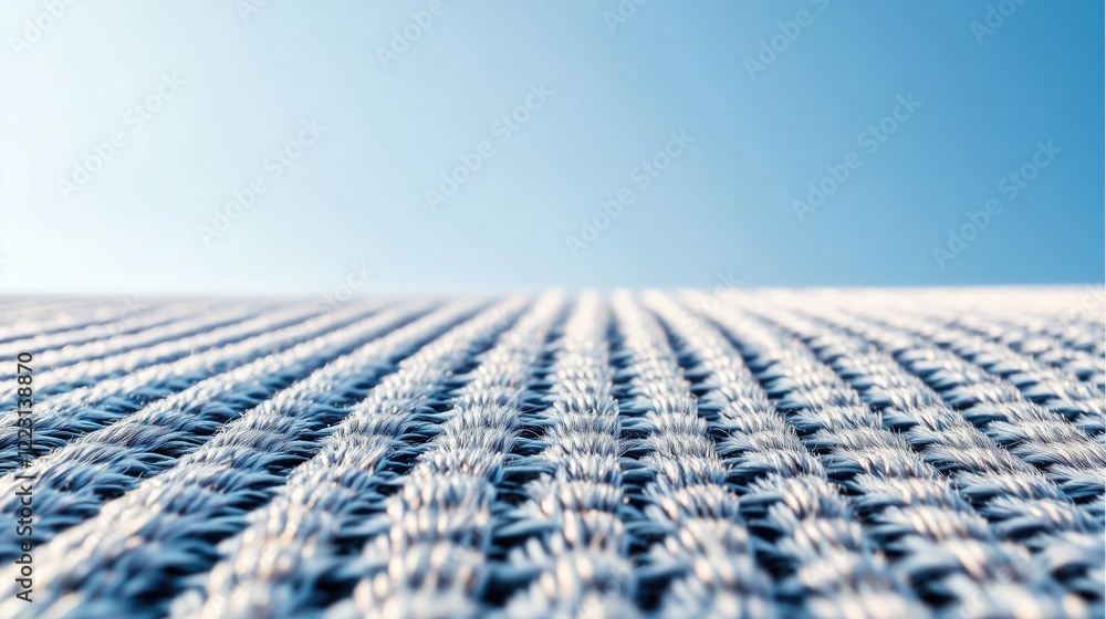 Poster a close - up view of a textured, woven fabric with a pattern of parallel lines, set against a clear 
