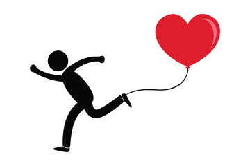 A silhouette of a person breaking a chain of hearts with a loving kick, symbolizing freedom, clean vector lines, modern design, freedom concept, vector illustration, love and liberation concept.