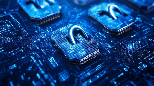 Abstract blue technology background representing network data traversal and internet digital security concept


