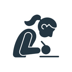 Focused Study Girl Icon