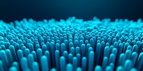 Fototapeta premium A vibrant, abstract representation of blue spikes creating depth and movement in a digital landscape.