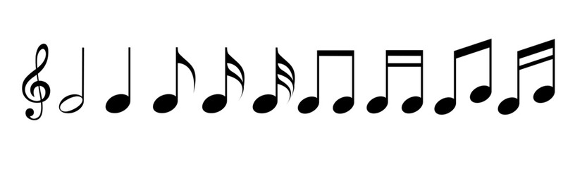 Educational list with musical notes isolated on white background.
