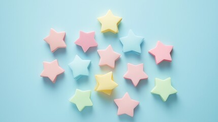 Colorful arrangement of star-shaped sticky notes adds a creative touch to any workspace or study area