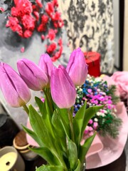 Beautiful bouquet of pink tulips