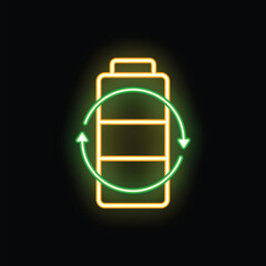 Neon sign symbolizing battery recycling, promoting environmental awareness and sustainable practices