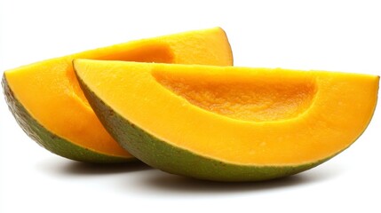 Juicy Slices of Ripe Mango Fruit Tropical Yellow and Green Healthy Snack Food