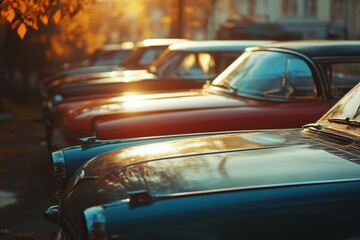 Fototapeta premium close-up of parked cars on the hi-tech site