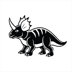 Dinosaur Styracosaurus silhouette vector, Dinosaur Styracosaurus vector illustration, Black Dinosaur Styracosaurus line art vector design