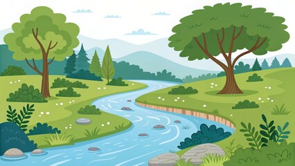 Obraz premium River with Clean Water and Green Surroundings: Environmental Health