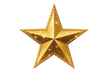 Obraz premium A fivepointed gold star, metallic texture, adorned with golden studs, sparkles, suggesting achievement, award, success, or honor.