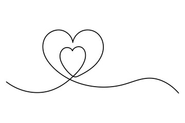 Heart continuous one line art drawing of heart hand drawn vector illustration