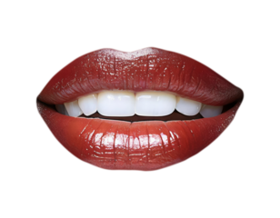 Sexy female lips with red lipstick isolated on white