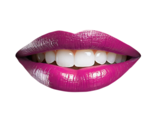Sexy female lips with pink lipstick isolated on white