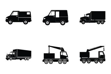Popular truck silhouette bundle on white background vector design