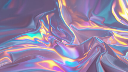 Obraz premium Iridescent holographic wrinkled foil creating a futuristic surreal background