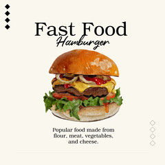 Text and hamburger drawn for templates design.
