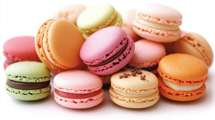 Obraz premium Delicious Assortment of Colorful Macarons French Pastry Sweet Treats Close up