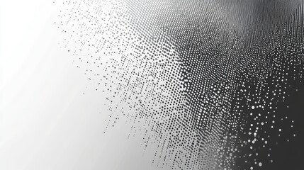 Abstract gray digital technology background with geometric shapes and data dots pattern, representing innovation, connectivity, and futuristic data flow concepts


