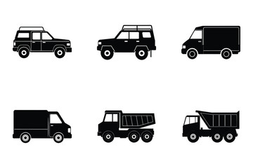 Popular truck silhouette vector bundle isolated on white background