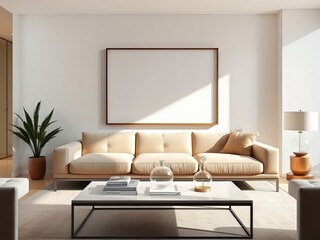 "Modern Living Room Interior Design AI Image - Empty Frame