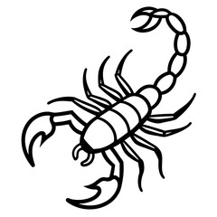 Cute Silhouette of a Scorpion line art vector cartoon illustration