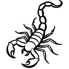 Cute Silhouette of a Scorpion line art vector cartoon illustration