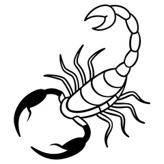 Cute Silhouette of a Scorpion line art vector cartoon illustration