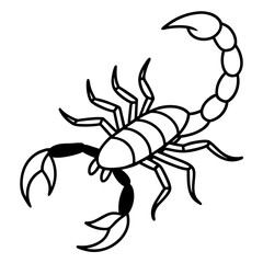 Cute Silhouette of a Scorpion line art vector cartoon illustration
