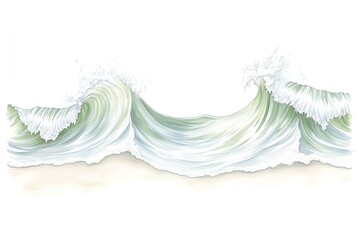 Serene ocean waves crashing gently on a sandy beach with a soft, tranquil background