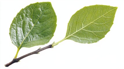 Obraz premium Vibrant Green Leaves on a Twig Detailed Close up Botany Nature Spring