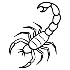Cute Silhouette of a Scorpion line art vector cartoon illustration