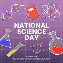 National Science Day background with science ornaments
