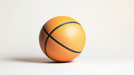 Fototapeta premium Basketball resting on a smooth surface with soft lighting and minimal background