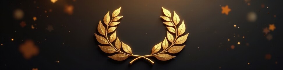 Intertwined golden laurel branches, anniversary emblem , texture, symbol, holiday