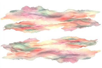 Abstract watercolor clouds in soft pastel colors, creating a serene atmosphere for backgrounds