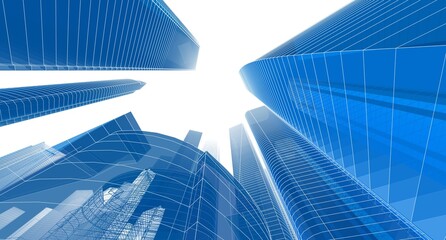 Abstract city architecture 3d rendering 3d illustration