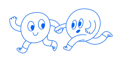 Vector logo design template and graphic element for advertising, branding, posters and banners, funny cartoon illustration with smiling characters and mascots, friends