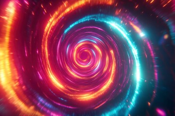 Colorful Abstract Swirling Tunnel with Bright Lights and Energy