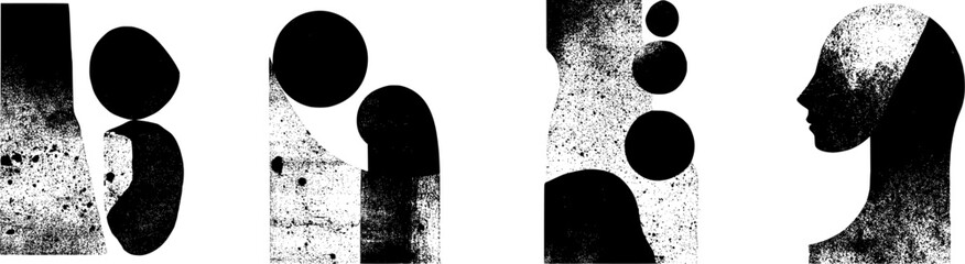 Long rounded organic shape in minimalism style brutalism style, xerography texture