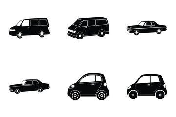 Popular car silhouettes flat vector design isolated on white background