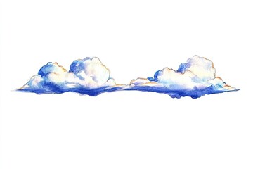 Beautiful watercolor clouds floating in a clear sky, ideal for backgrounds and designs